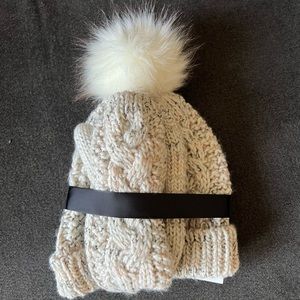 Steve Madden pompom beanie and mitten set